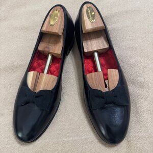 MENS BLACK  PATENT LEATHER POLO SLIP ON FORMAL SHOES SIZE 12
